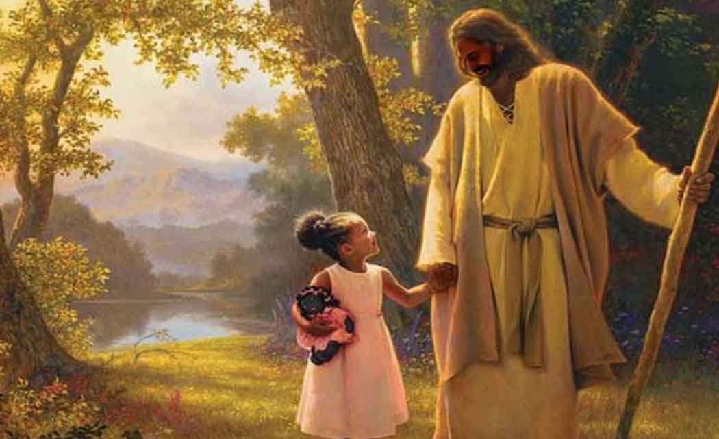 Jesus Walking Away With Child